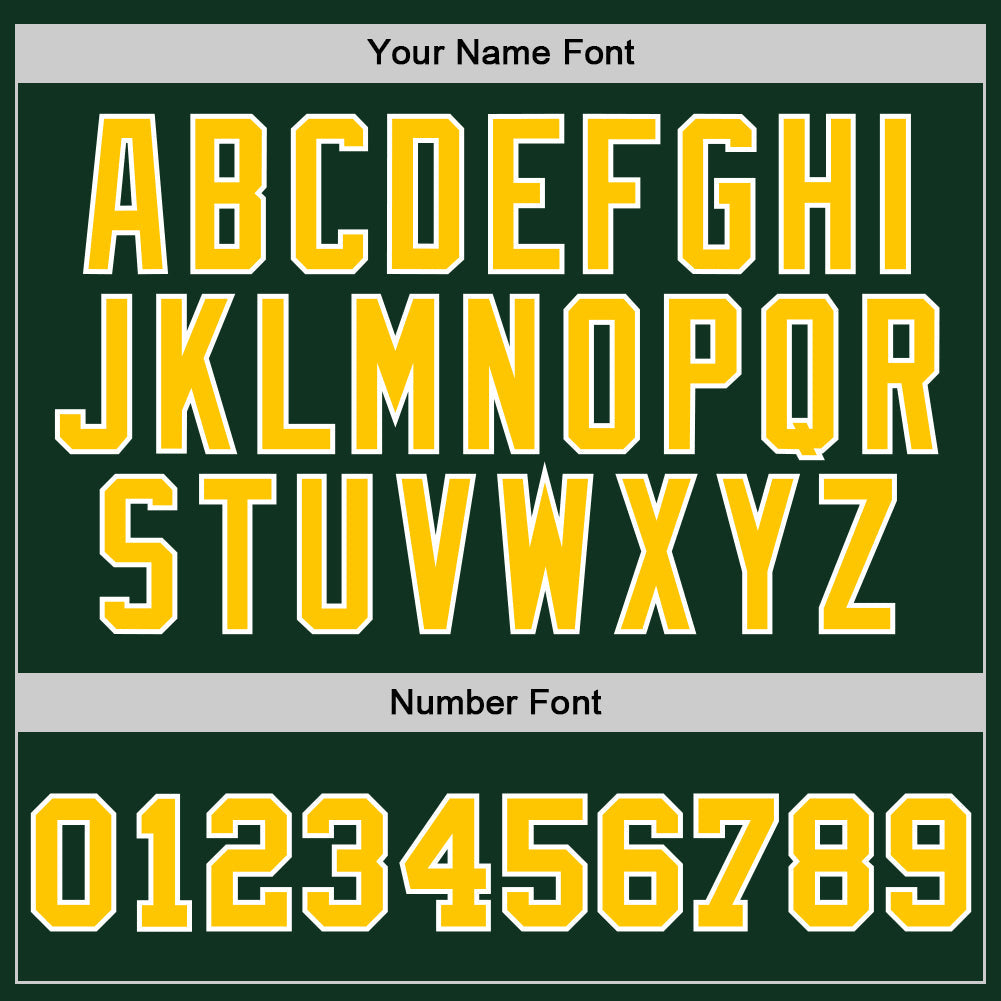 Custom Hunter Green Gold-White Authentic Throwback Basketball Jersey view 3