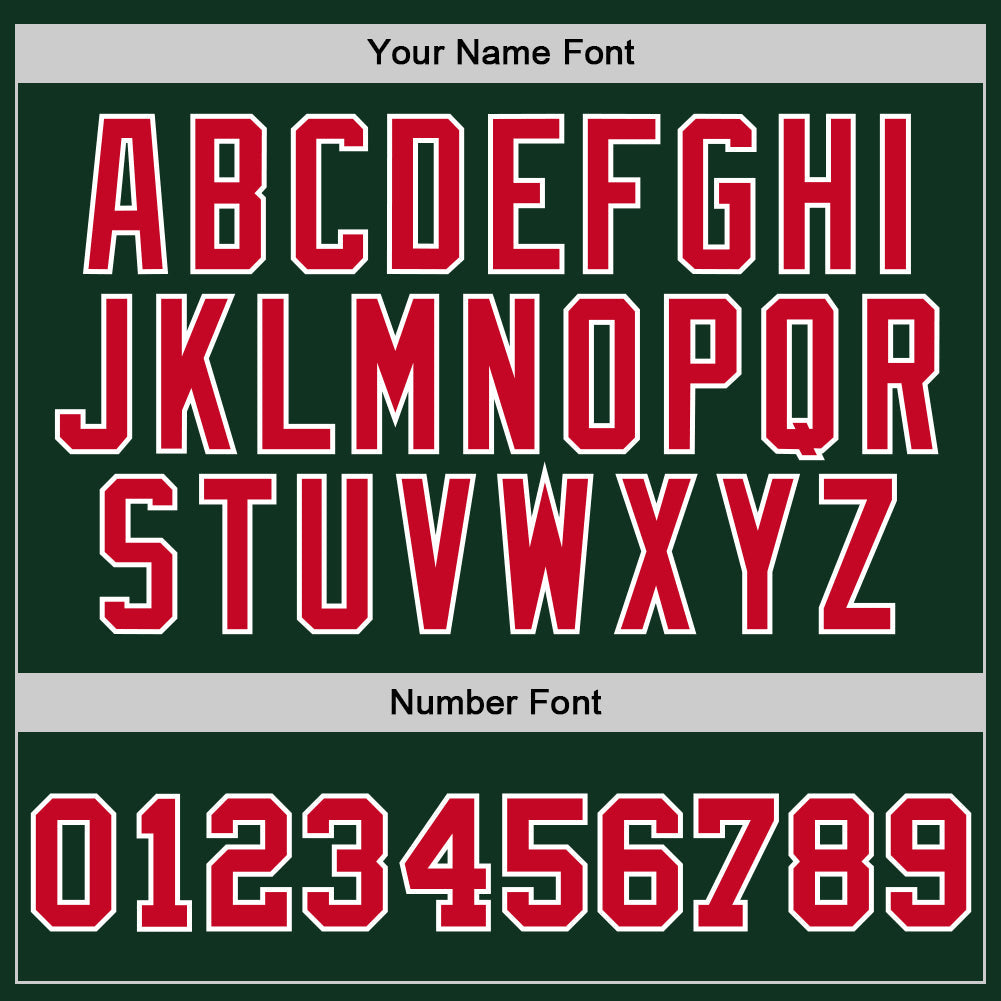 Custom Hunter Green Red-White Authentic Throwback Basketball Jersey view 3