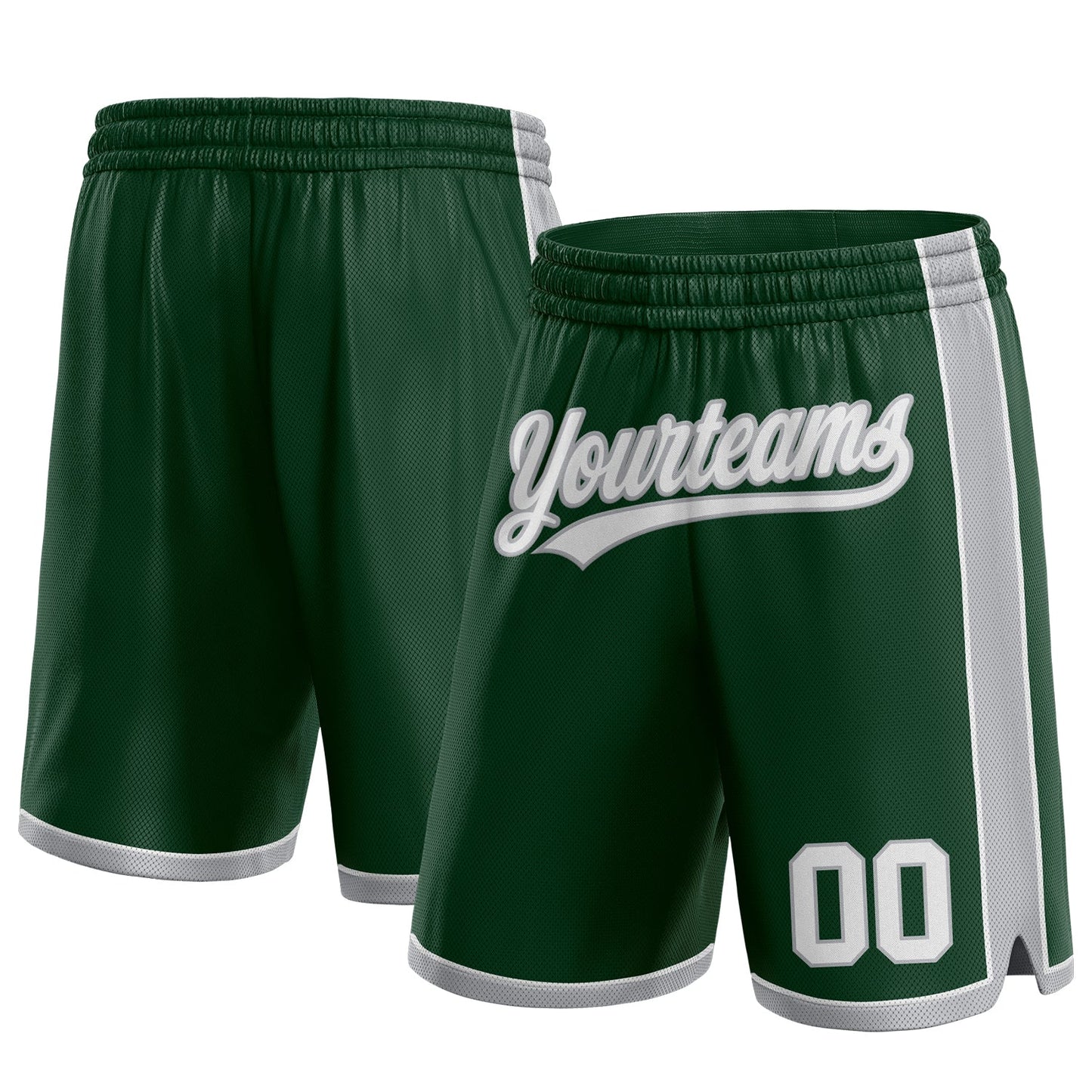Custom Hunter Green White-Gray Authentic Basketball Shorts - Main View