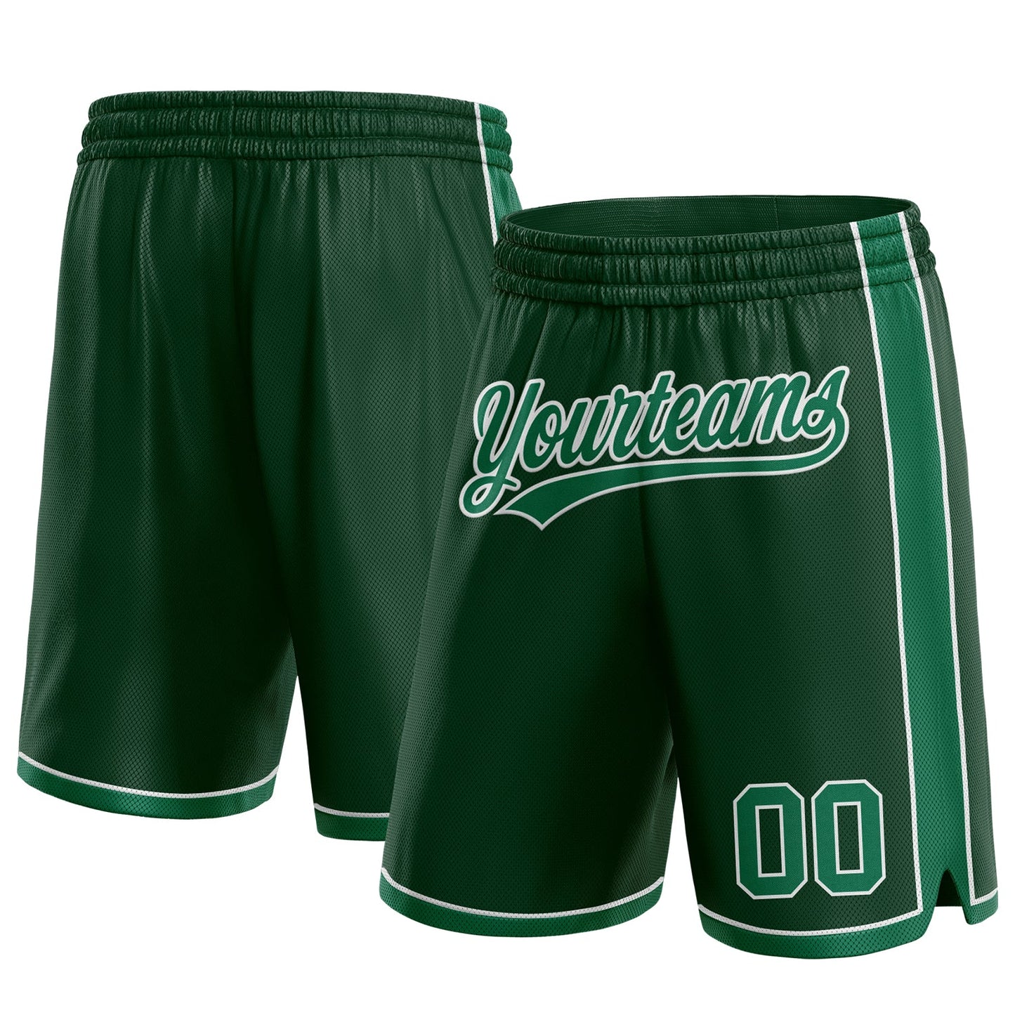 Custom Hunter Green Kelly Green-White Authentic Basketball Shorts - Main View
