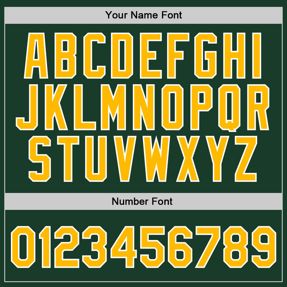 Custom Hunter Green Gold-White Authentic Throwback Basketball Jersey view 4