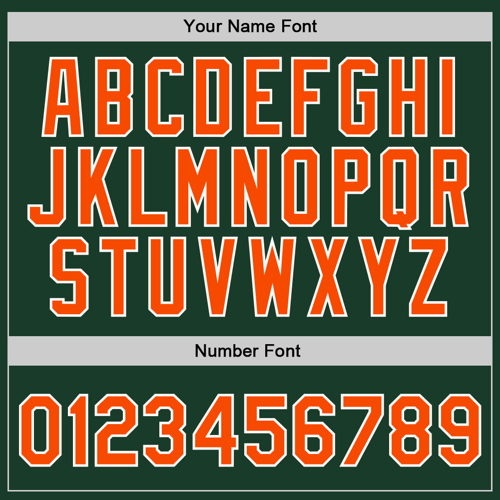 Custom Hunter Green Orange-White Authentic Throwback Basketball Jersey view 4