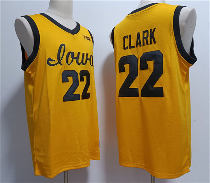 I.Hawkeyes #22 Caitlin Clark Yellow Stitched Jersey College Jerseys - Main View