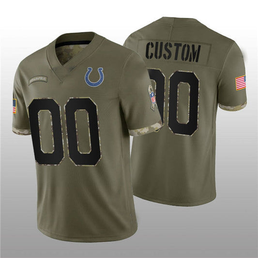 Custom IN.Colts ACTIVE PLAYER 2022 Olive Salute To Service Limited Stitched Jersey Football Jersey - Main View