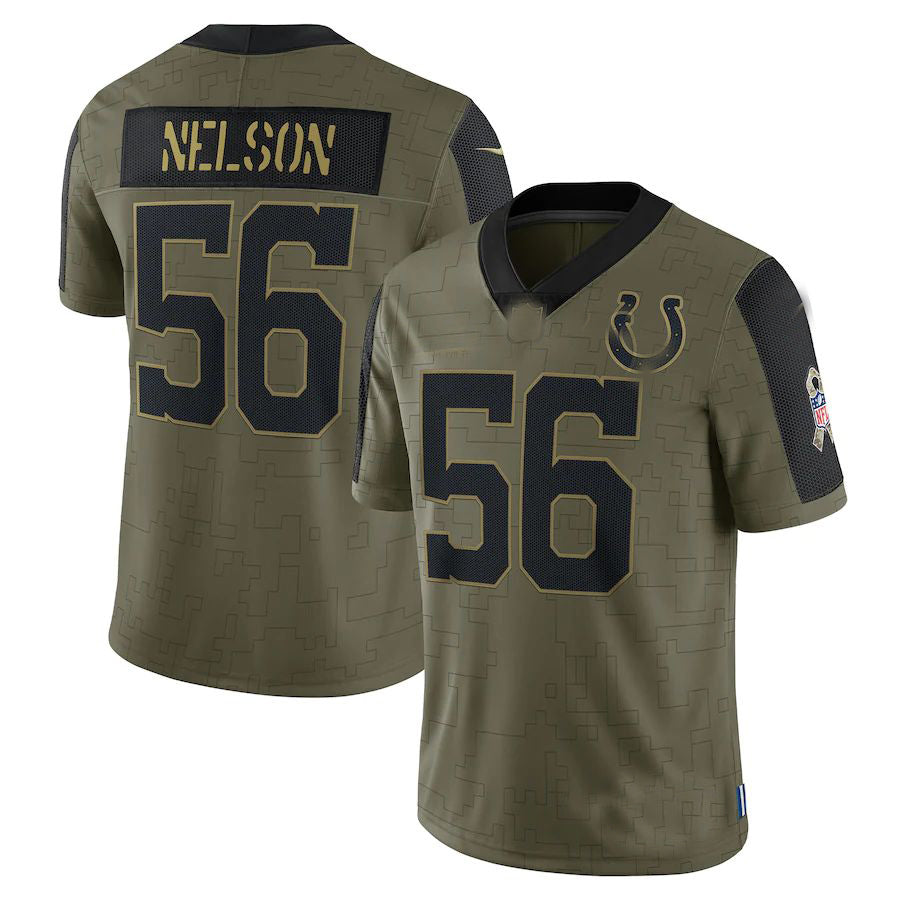 IN.Colts #56 Quenton Nelson Olive 2021 Salute To Service Limited Player Jersey Stitched American Football Jerseys - Main View