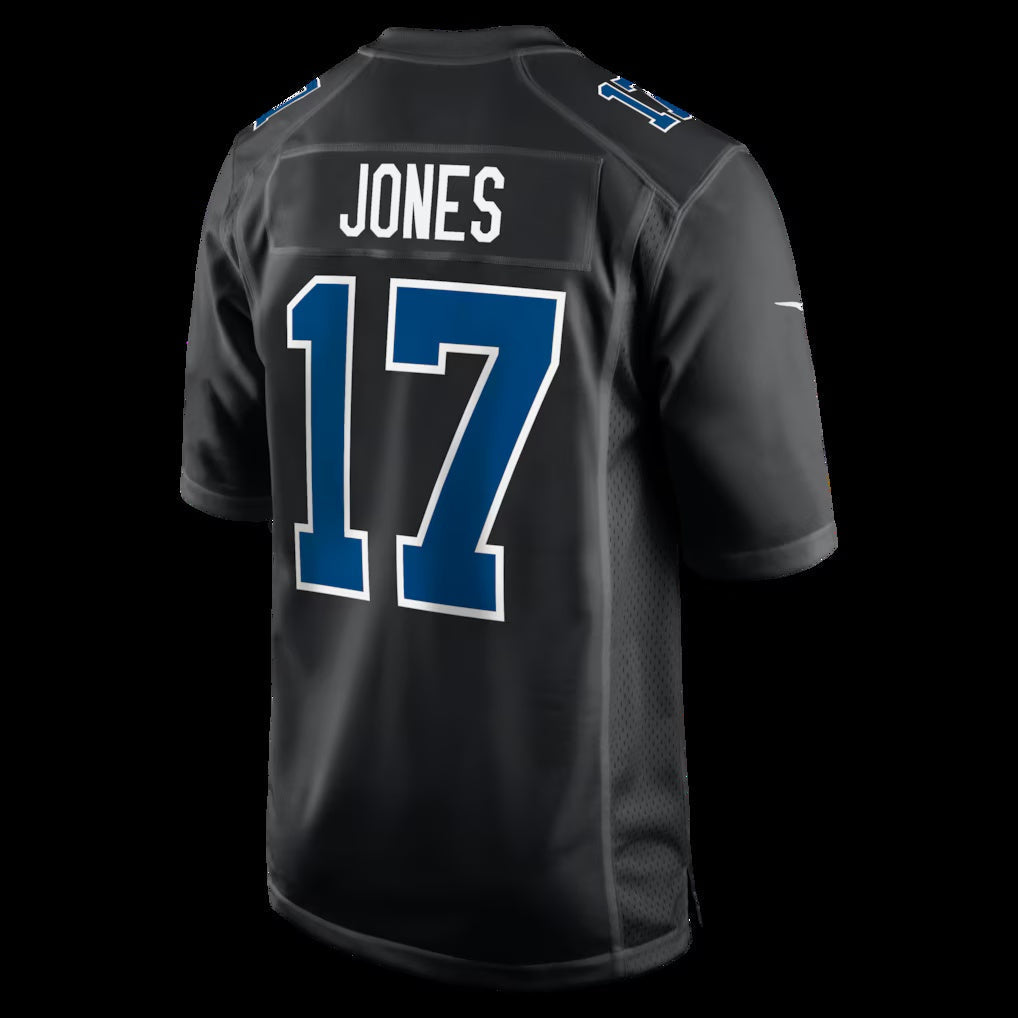IN.Colts #17 Daniel Jones Carbon Black Fashion Game Stitched American Football Jerseys - Main View