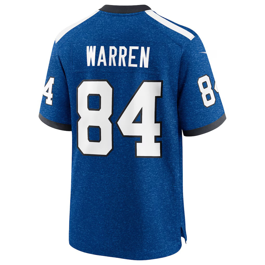 IN.Colts #84 Tyler Warren Heather Royal Alternate 2 Indiana Nights Game Stitched American Football Jerseys - Main View