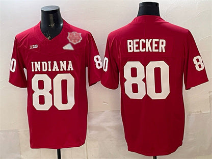 IN.Hoosiers #80 Charlie Becker Red F.U.S.E. 2025 National Champions Patch Stitched Football College Jerseys - Main View