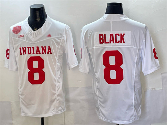 IN.Hoosiers #8 Kaelon Black White F.U.S.E. 2025 National Champions Patch Stitched Football American College Jerseys - Main View