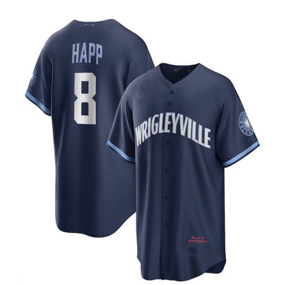 Chicago Cubs #8 Ian Happ City Connect Replica Player Jersey - Navy Baseball Jerseys - Main View
