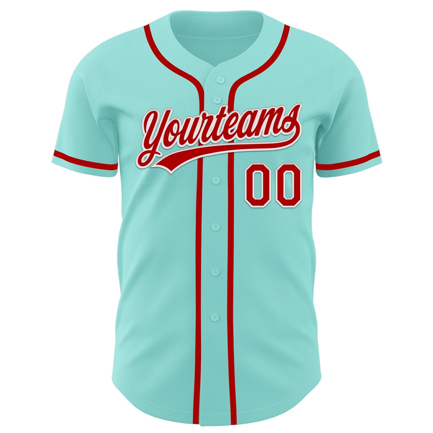 Custom Ice Blue Red-White Authentic Baseball Jersey view 2