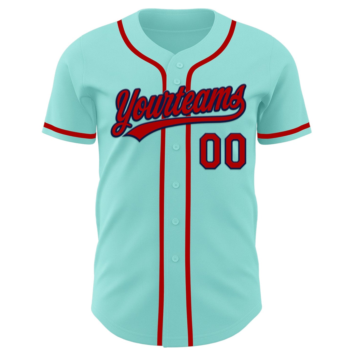 Custom Ice Blue Red-Navy Authentic Baseball Jersey view 2