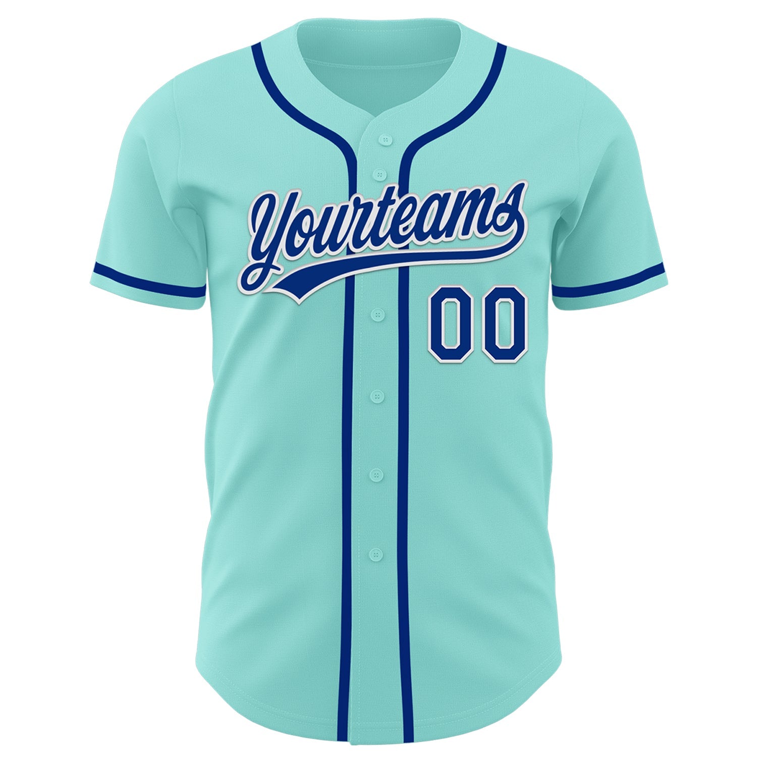 Custom Ice Blue Royal-White Authentic Baseball Jersey view 2