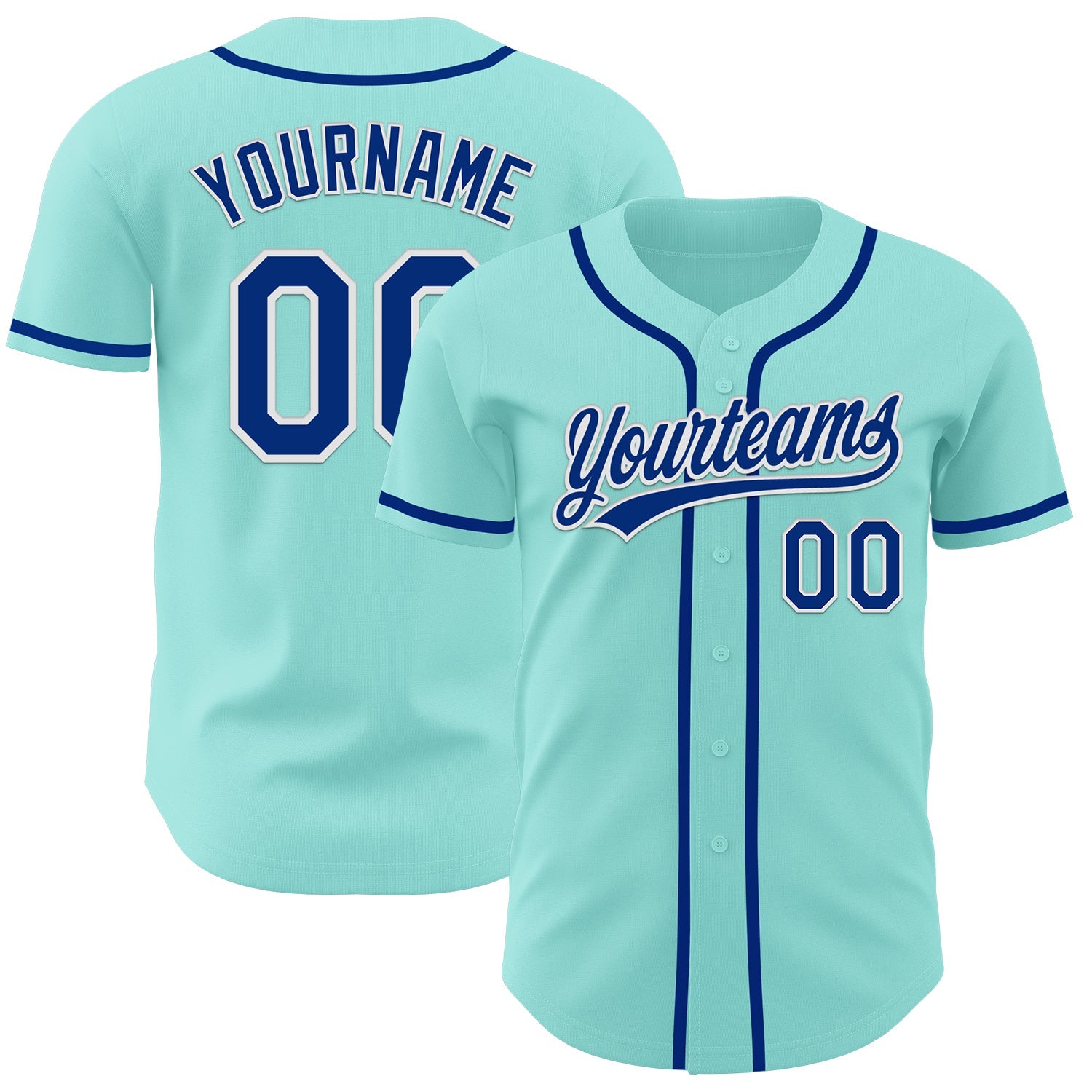 Custom Ice Blue Royal-White Authentic Baseball Jersey - Main View
