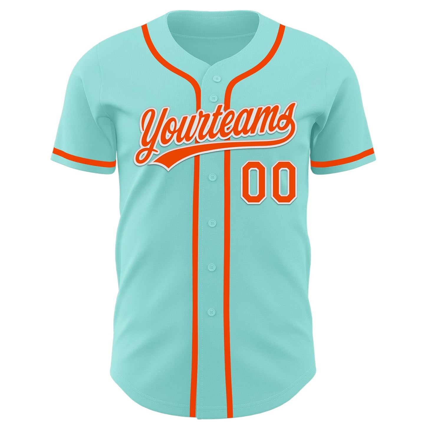 Custom Ice Blue Orange-White Authentic Baseball Jersey view 2