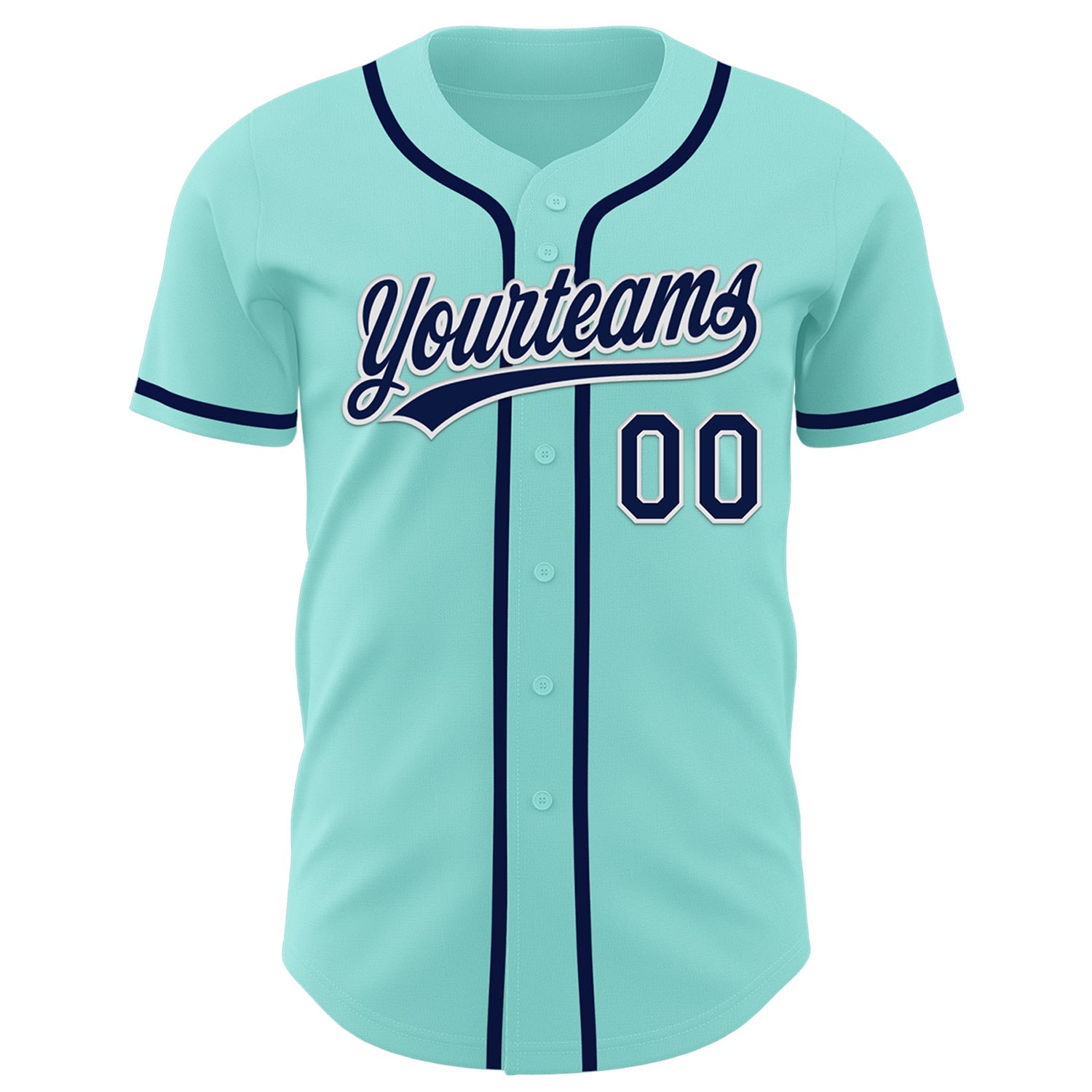 Custom Ice Blue Navy-White Authentic Baseball Jersey view 2