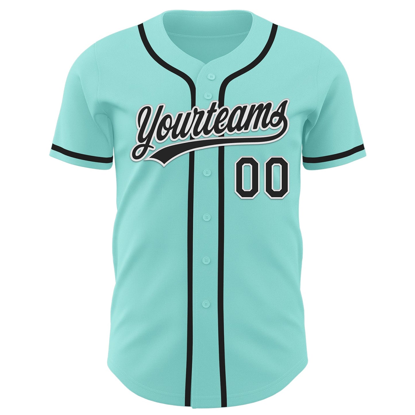 Custom Ice Blue Black-White Authentic Baseball Jersey view 2