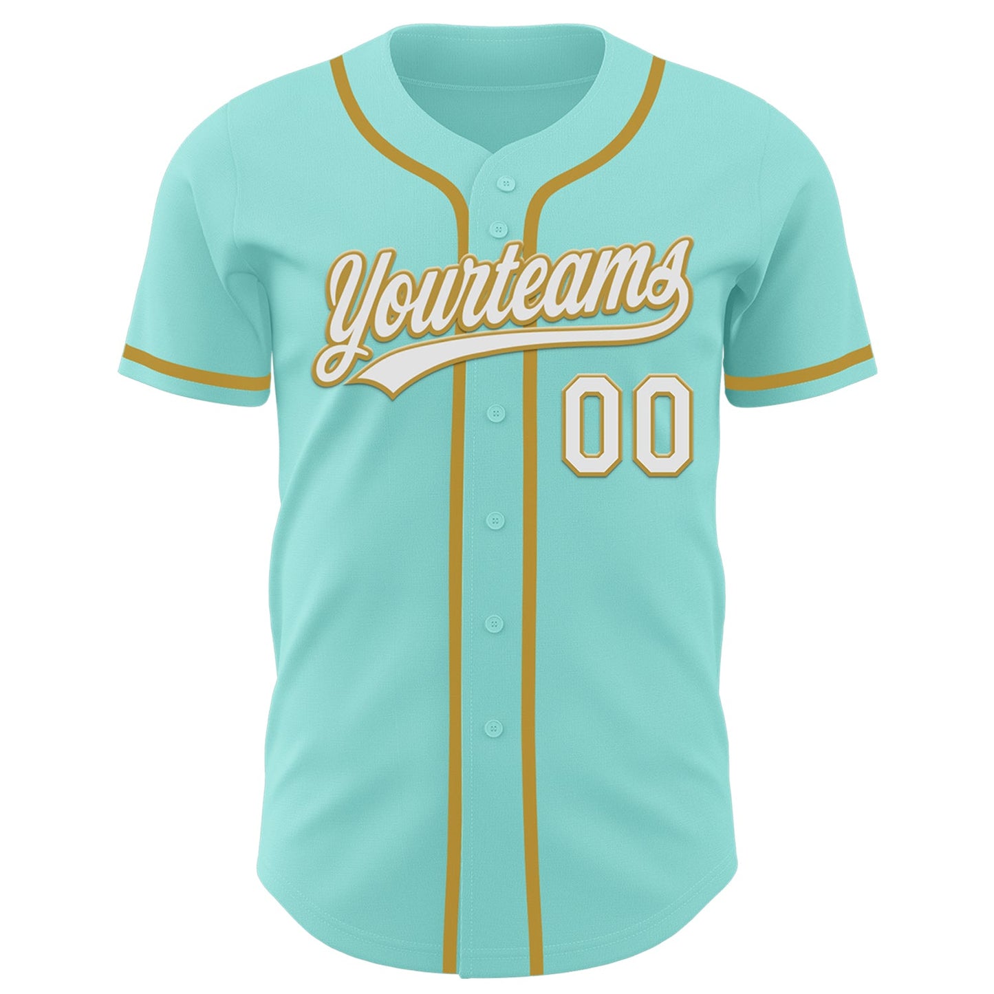 Custom Ice Blue White-Old Gold Authentic Baseball Jersey view 2
