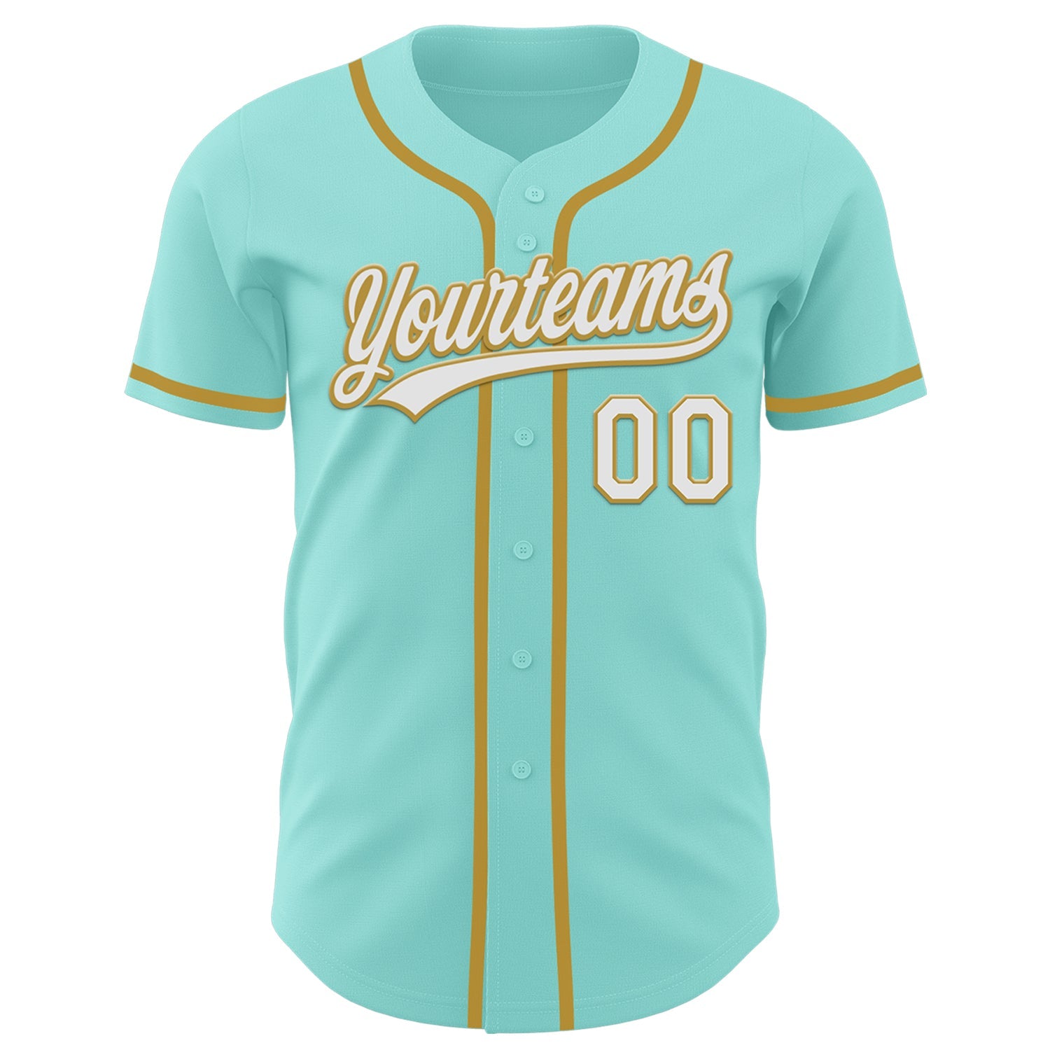 Custom Ice Blue White-Old Gold Authentic Baseball Jersey view 2