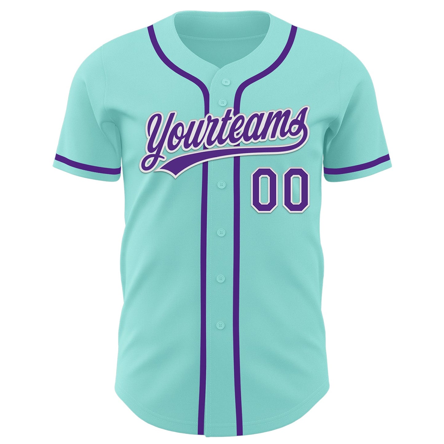 Custom Ice Blue Purple-White Authentic Baseball Jersey view 2
