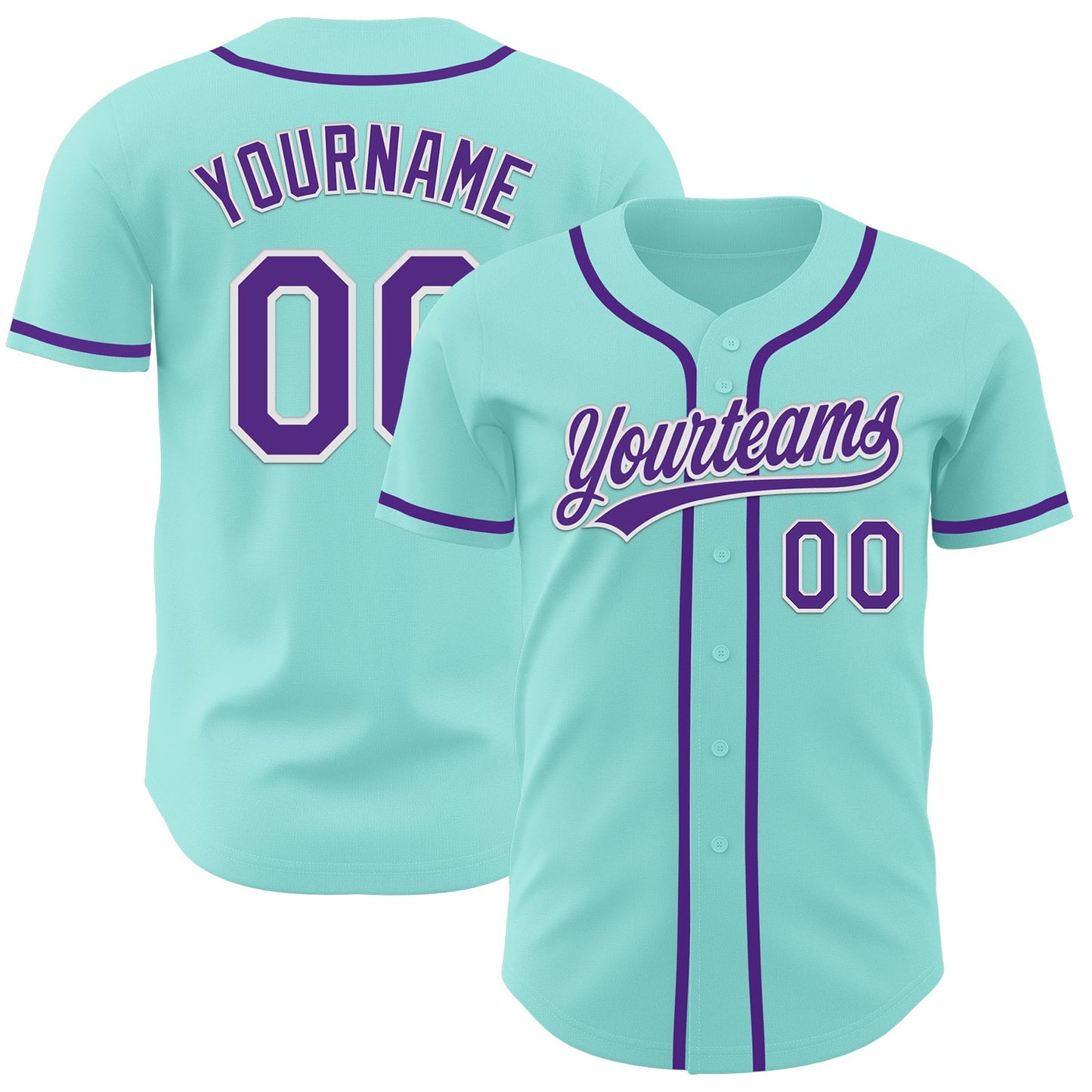 Custom Ice Blue Purple-White Authentic Baseball Jersey - Main View