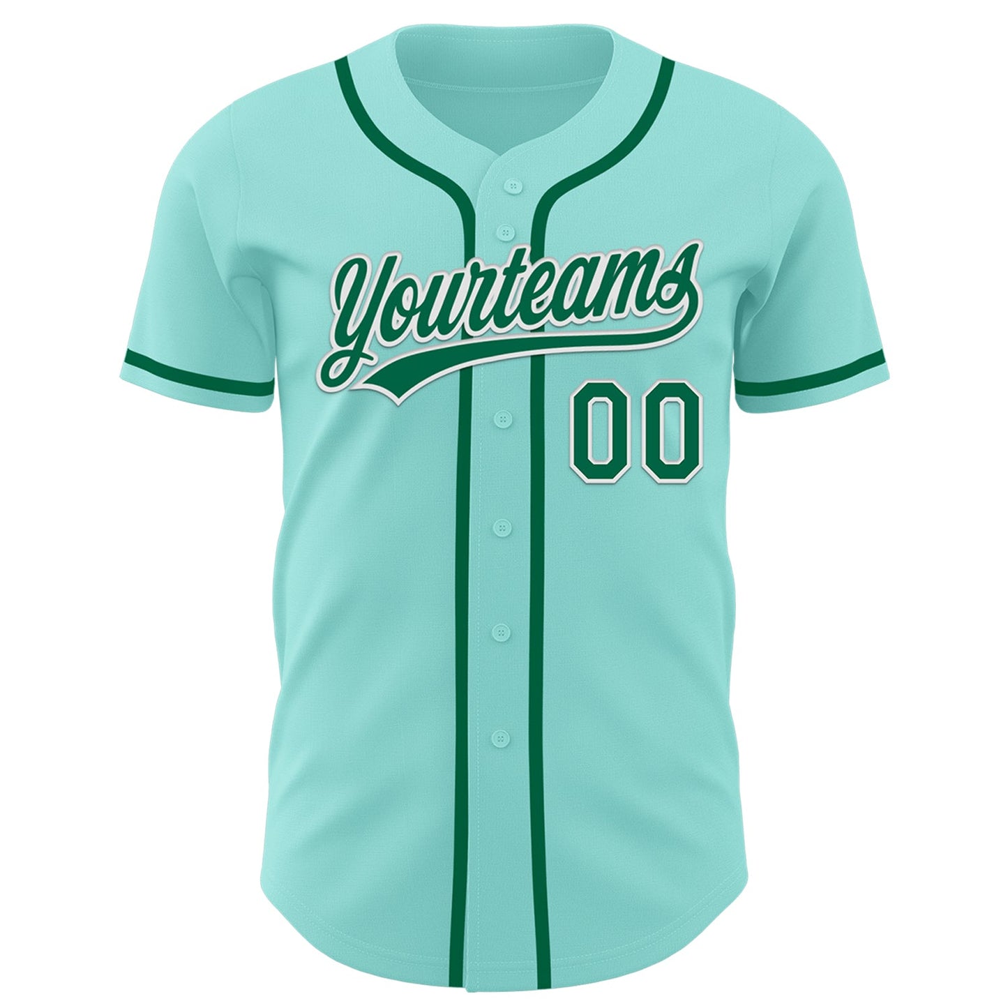Custom Ice Blue Kelly Green-White Authentic Baseball Jersey view 2