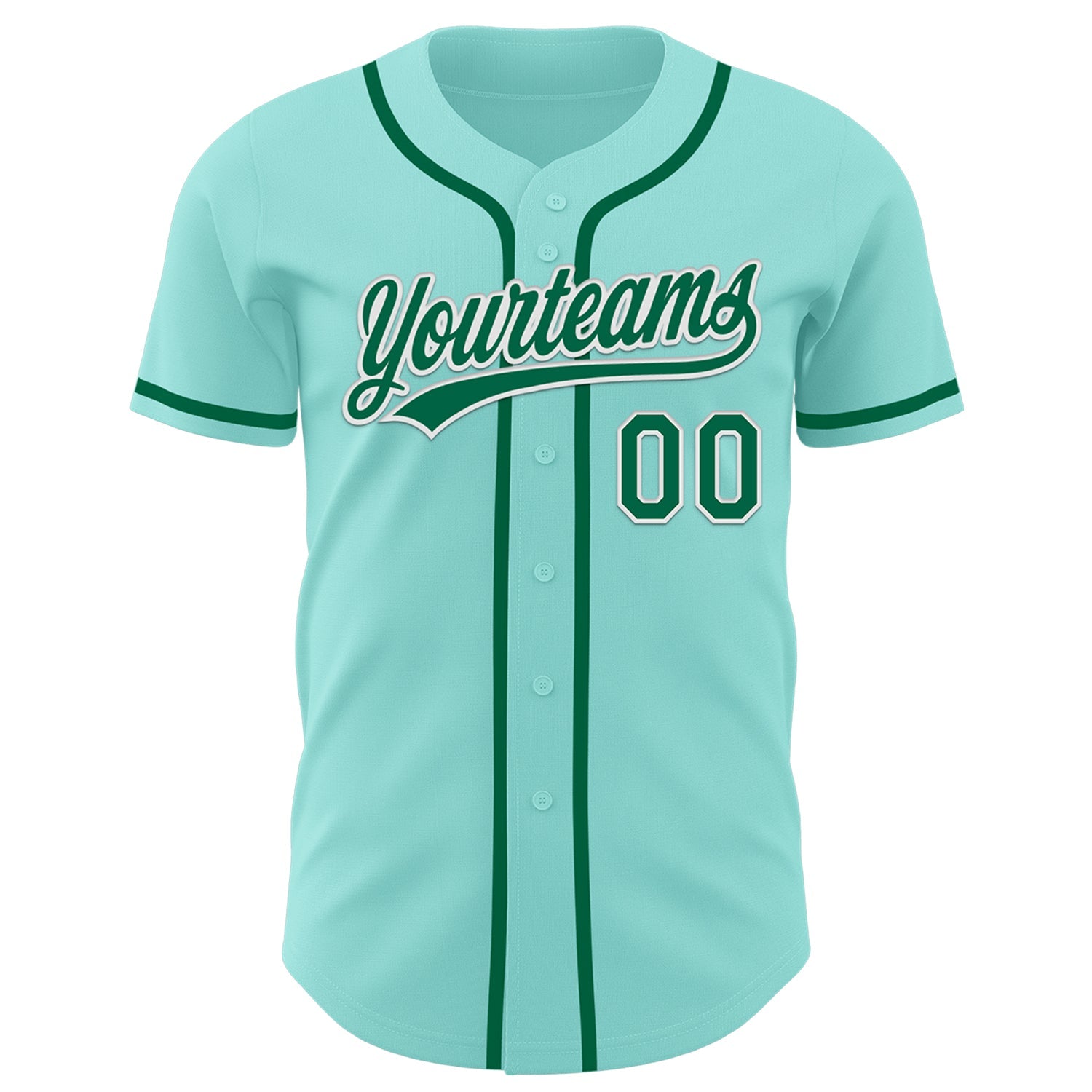 Custom Ice Blue Kelly Green-White Authentic Baseball Jersey view 2