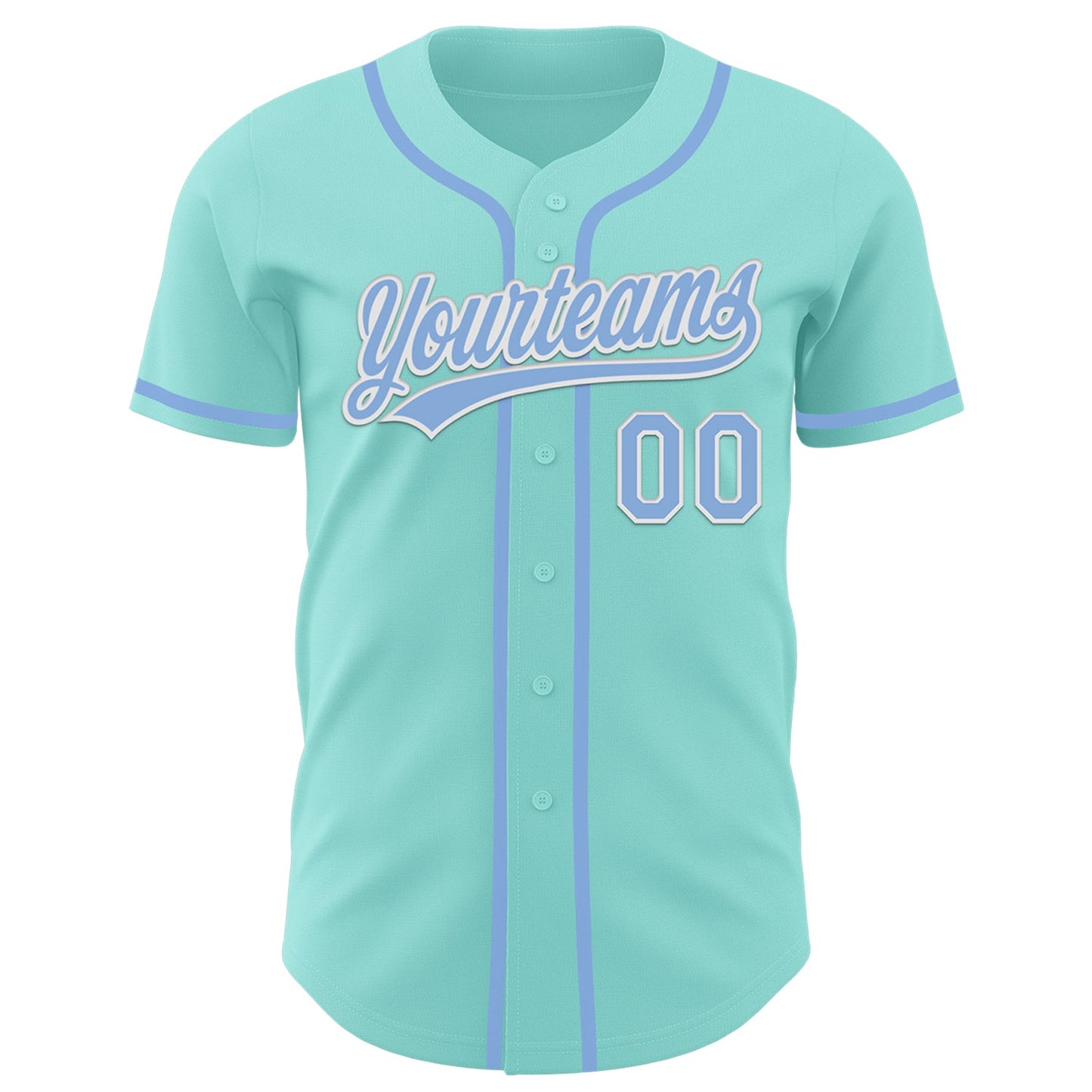 Custom Ice Blue Light Blue-White Authentic Baseball Jersey view 2