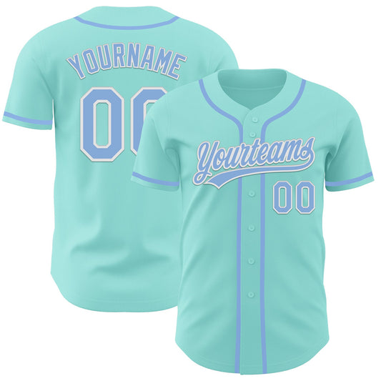 Custom Ice Blue Light Blue-White Authentic Baseball Jersey - Main View