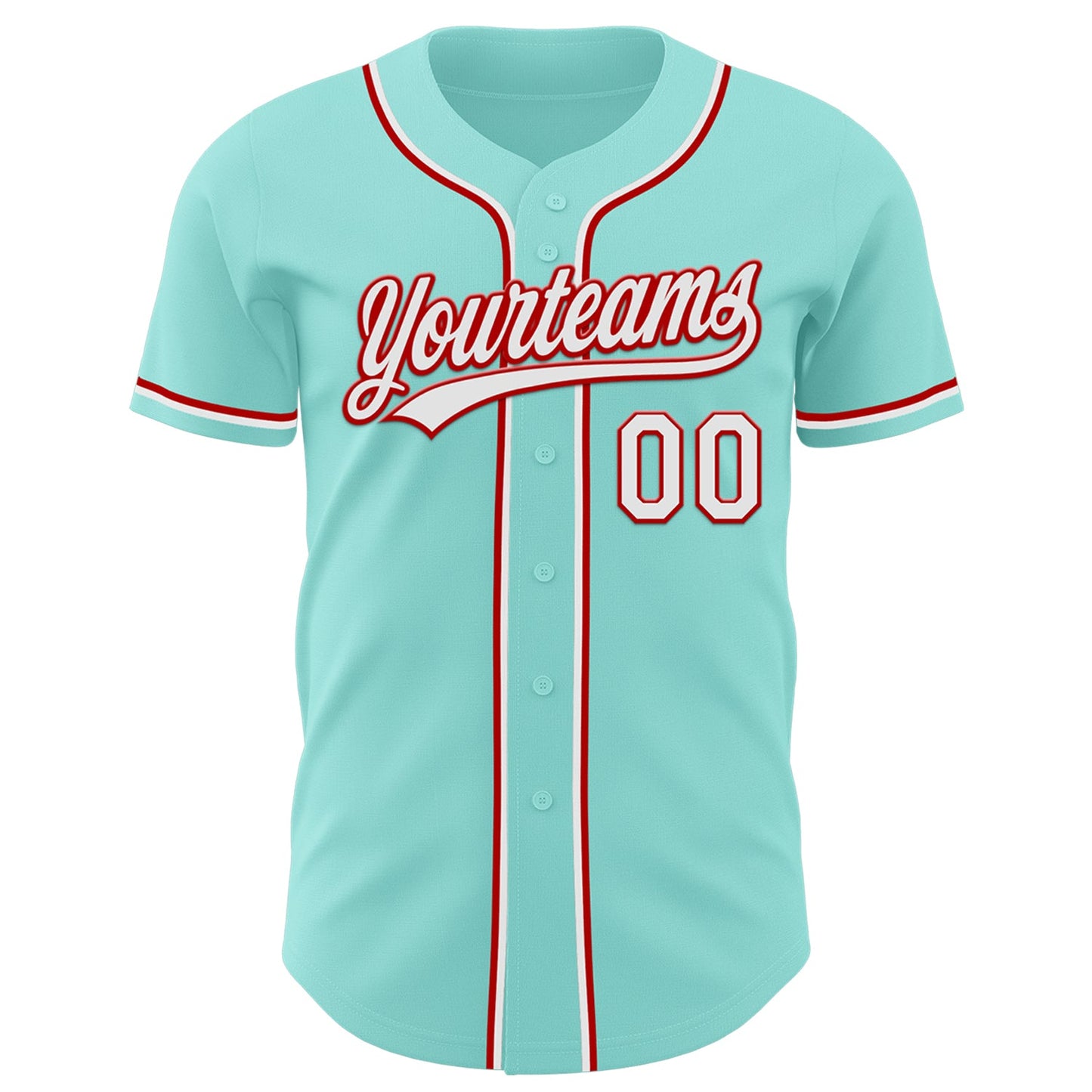 Custom Ice Blue White-Red Authentic Baseball Jersey view 2