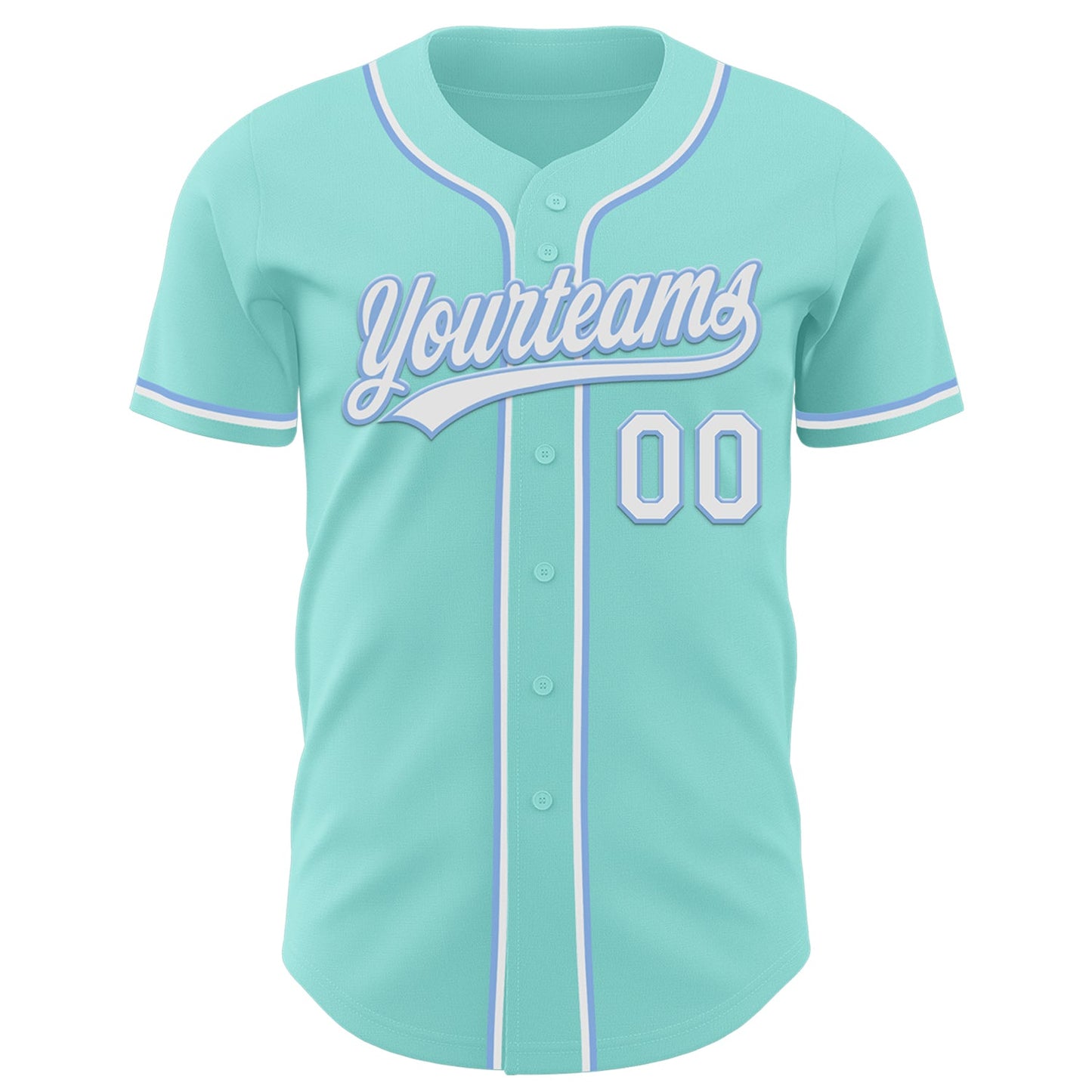 Custom Ice Blue White-Light Blue Authentic Baseball Jersey view 2