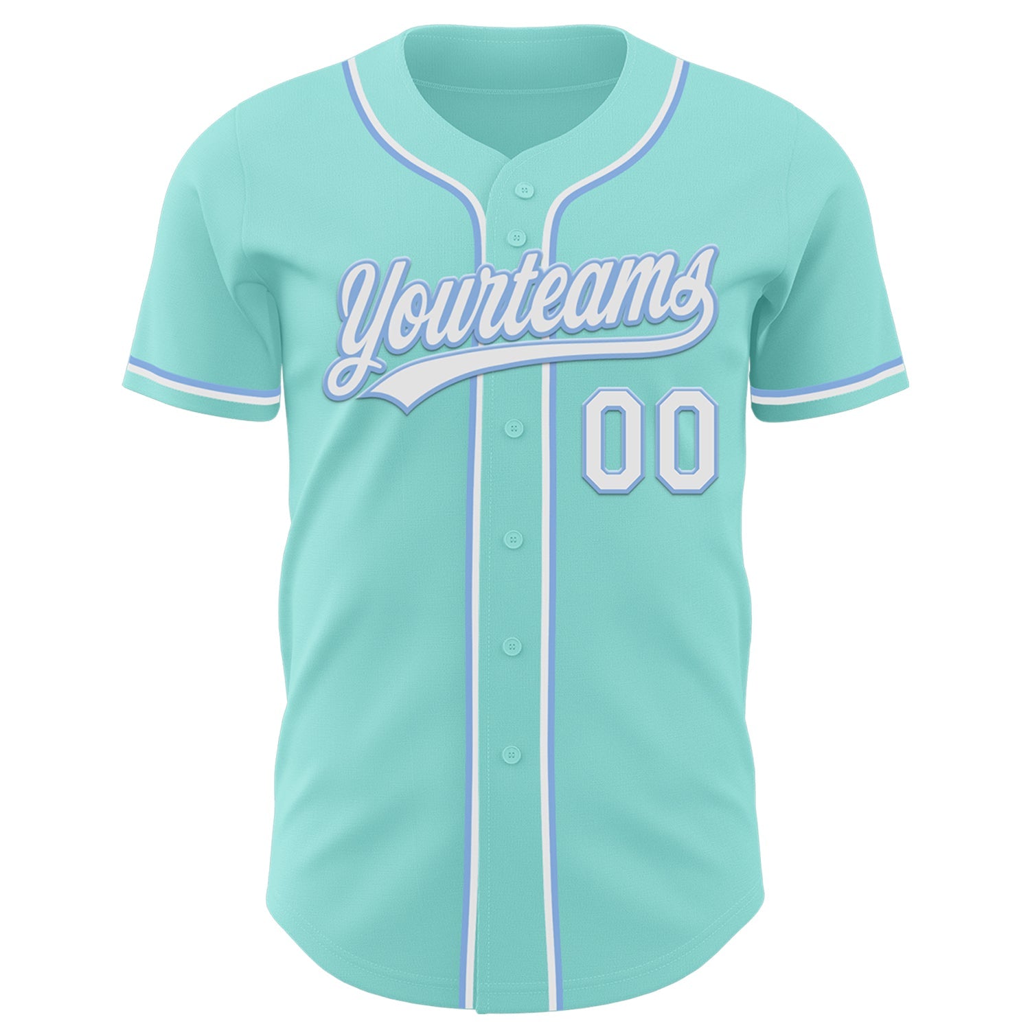 Custom Ice Blue White-Light Blue Authentic Baseball Jersey view 2