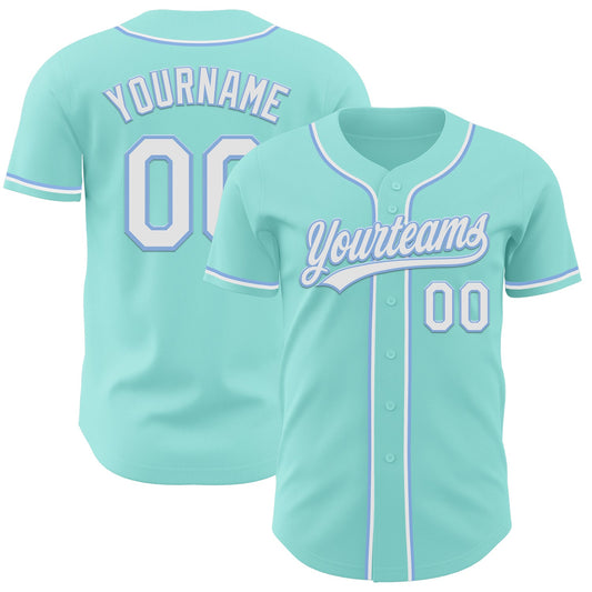 Custom Ice Blue White-Light Blue Authentic Baseball Jersey - Main View
