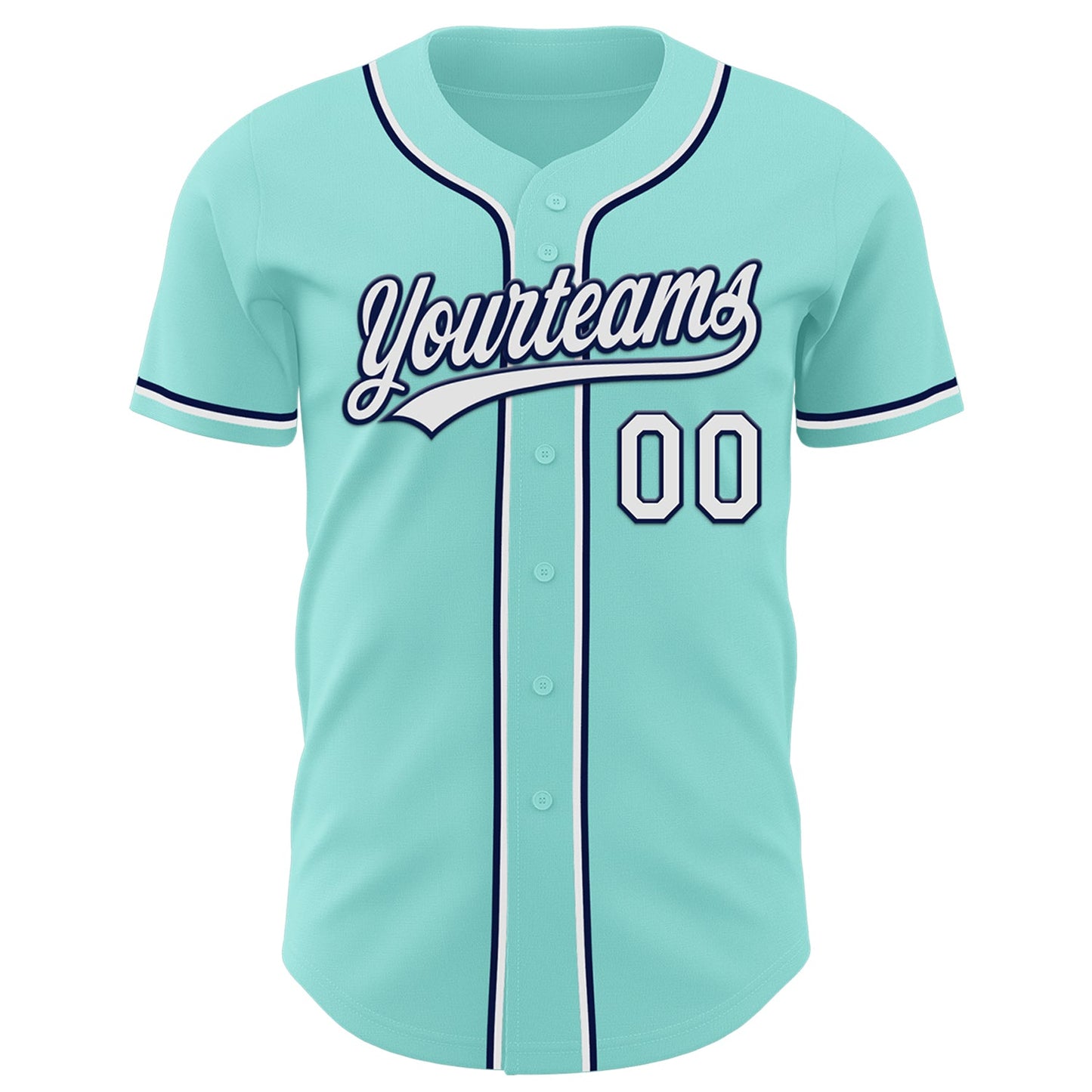 Custom Ice Blue White-Navy Authentic Baseball Jersey view 2
