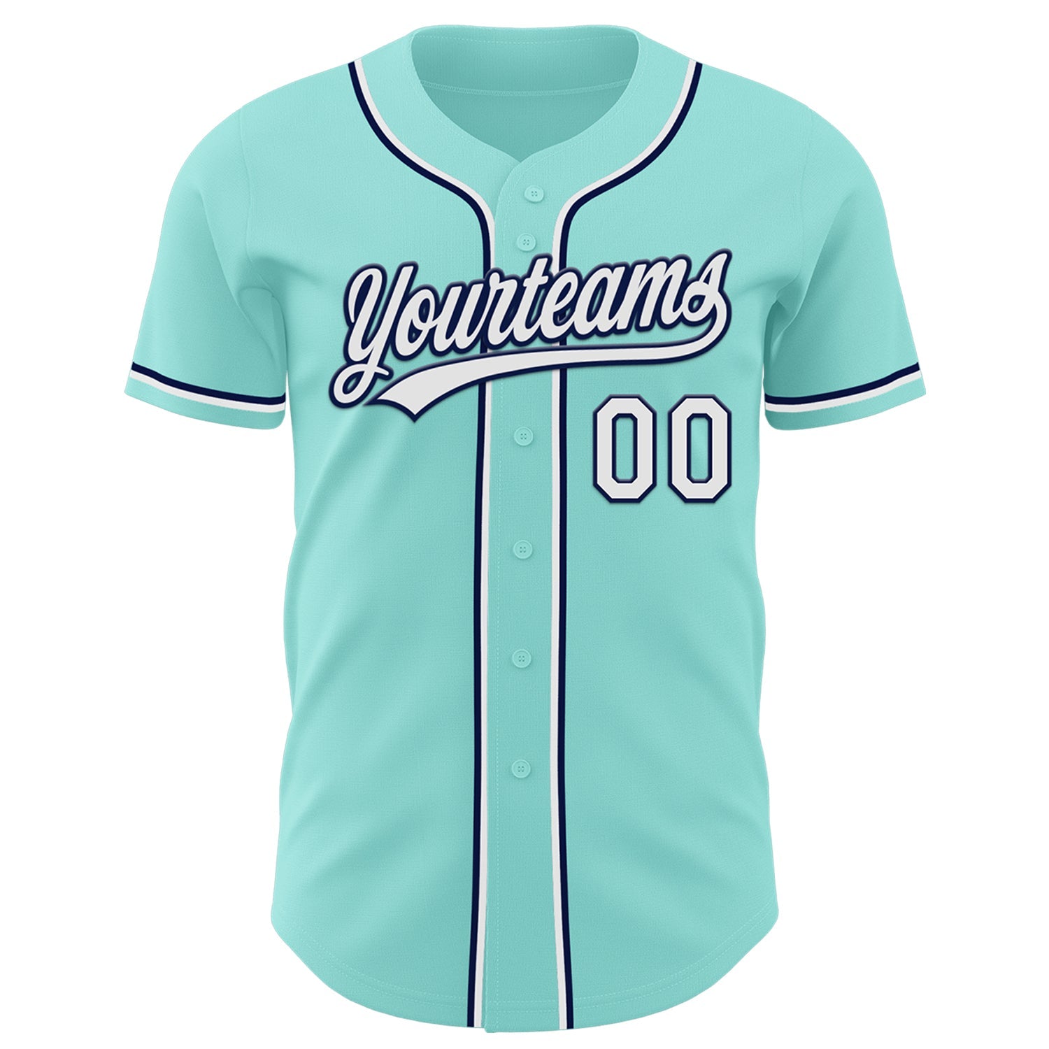 Custom Ice Blue White-Navy Authentic Baseball Jersey view 2