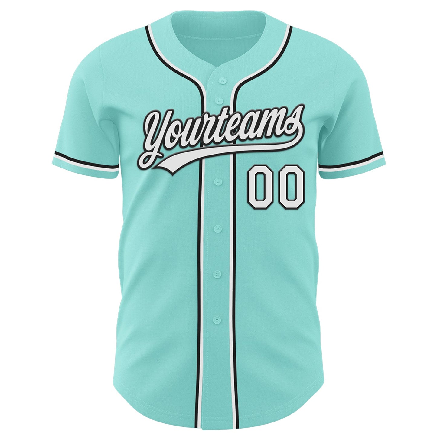 Custom Ice Blue White-Black Authentic Baseball Jersey view 2