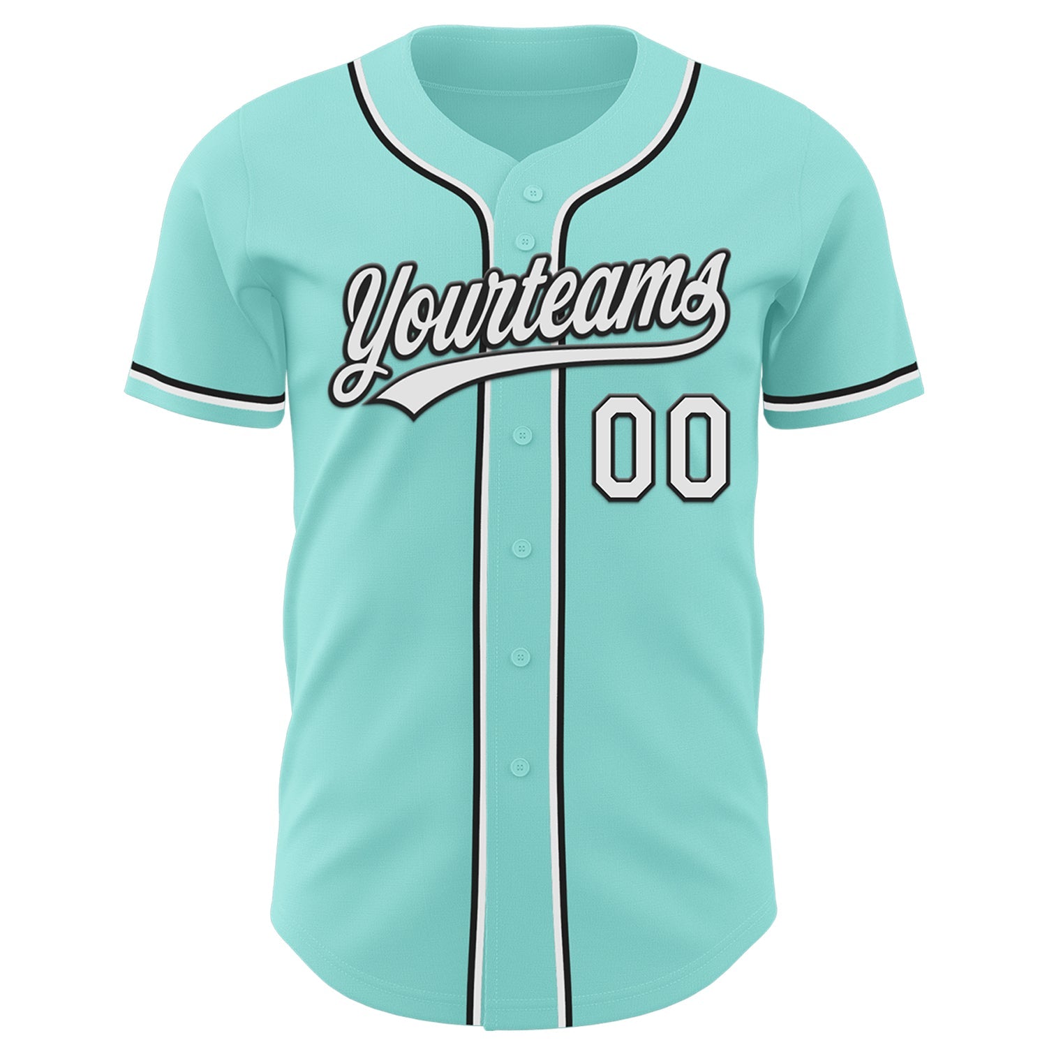 Custom Ice Blue White-Black Authentic Baseball Jersey view 2