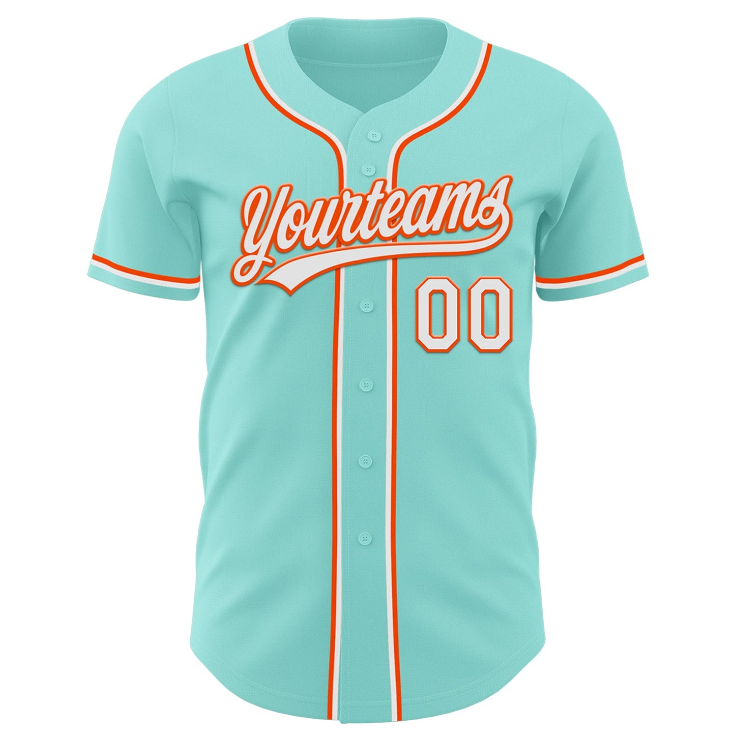 Custom Ice Blue White-Orange Authentic Baseball Jersey view 2