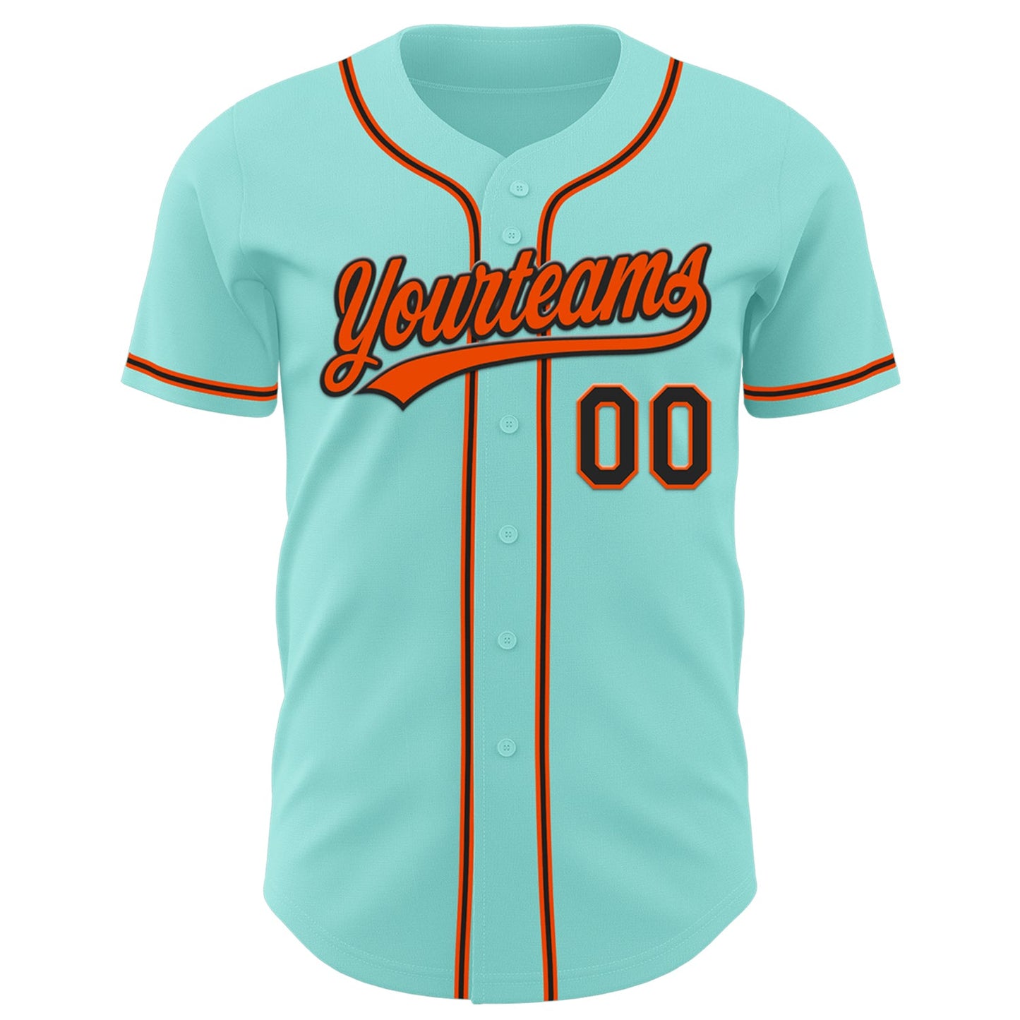 Custom Ice Blue Black-Orange Authentic Baseball Jersey view 2