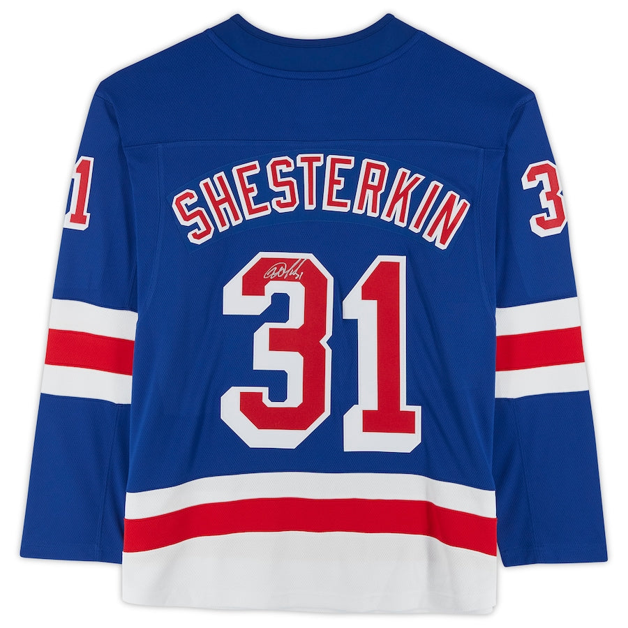 NY.Rangers #31 Igor Shesterkin Fanatics Authentic Autographed Blue Fanatics Breakaway Jersey Stitched American Hockey Jerseys - Main View