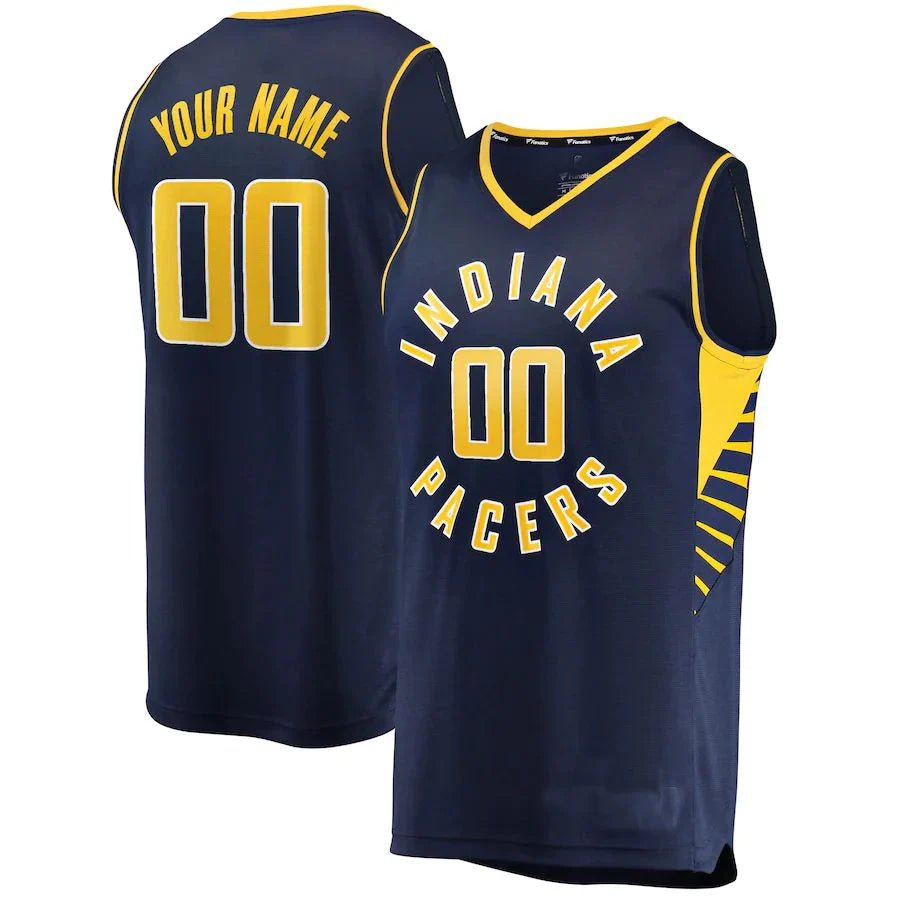 Custom IN.Pacers Fanatics Branded Fast Break Replica Jersey Navy Icon Edition Stitched Basketball Jersey - Main View