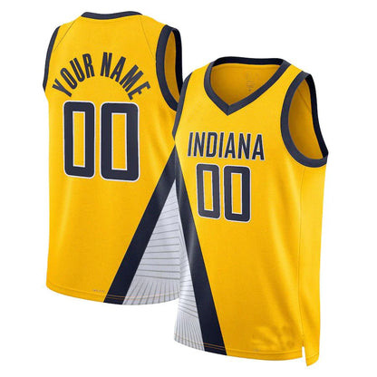 Custom IN.Pacers Jordan Brand Unisex 2022-23 Swingman Jersey Statement Edition Yellow Stitched Basketball Jersey - Main View