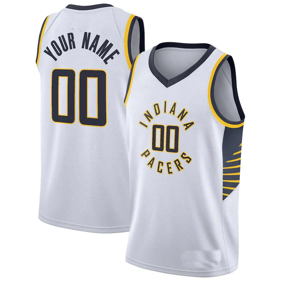 Custom IN.Pacers 2020-21 Swingman Jersey Association Edition White Stitched Basketball Jersey - Main View