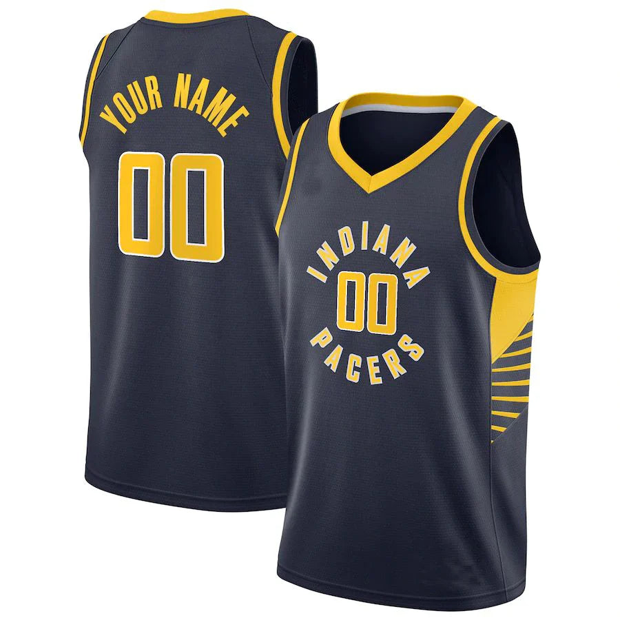 Custom IN.Pacers 2020-21 Swingman Jersey Icon Edition Navy Stitched Basketball Jersey - Main View