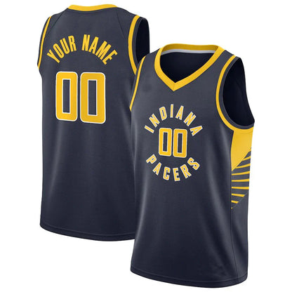 Custom IN.Pacers 2020-21 Swingman Jersey Icon Edition Navy Stitched Basketball Jersey - Main View