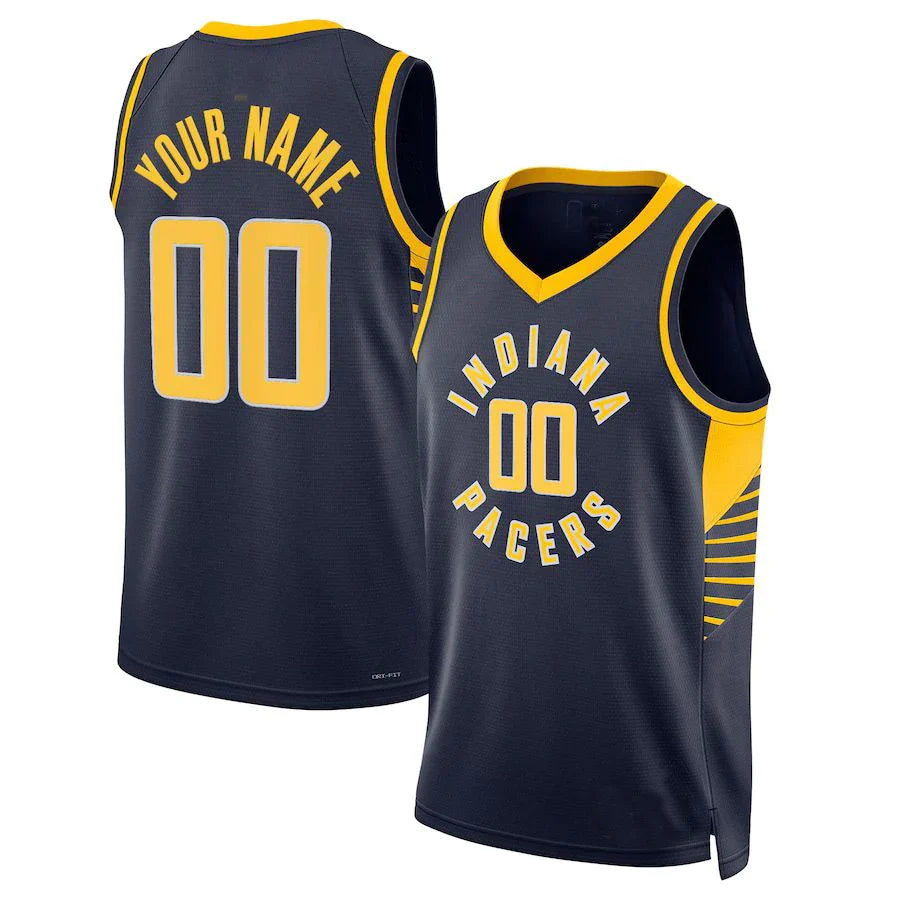 Custom IN.Pacers  2021-22 Diamond Swingman Jersey Icon Edition Navy Stitched Basketball Jersey - Main View