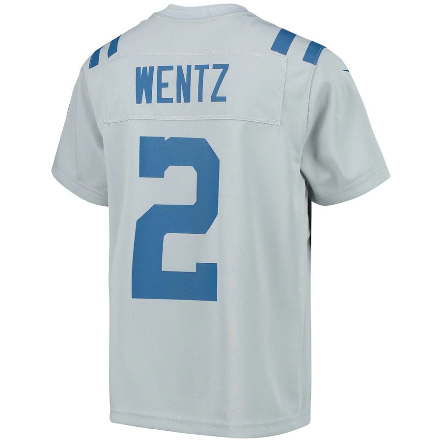 IN.Colts #2 Carson Wentz Gray Inverted Team Game Jersey Stitched American Football Jerseys - Main View