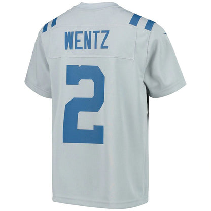 IN.Colts #2 Carson Wentz Gray Inverted Team Game Jersey Stitched American Football Jerseys - Main View
