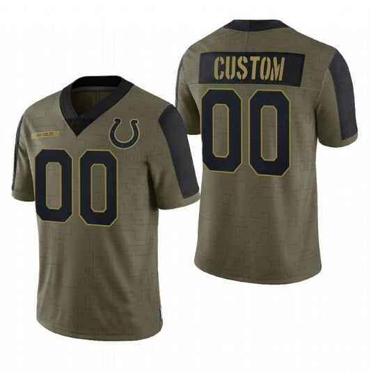 Custom IN.Colts Olive 2022 Salute To Service Limited Football Jerseys - Main View