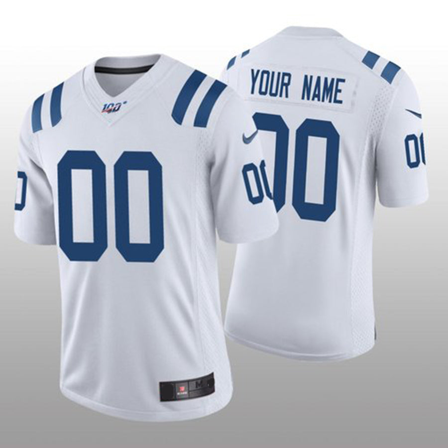 Custom IN.Colts White Vapor Limited 100th Season Jersey Stitched American Football Jerseys - Main View